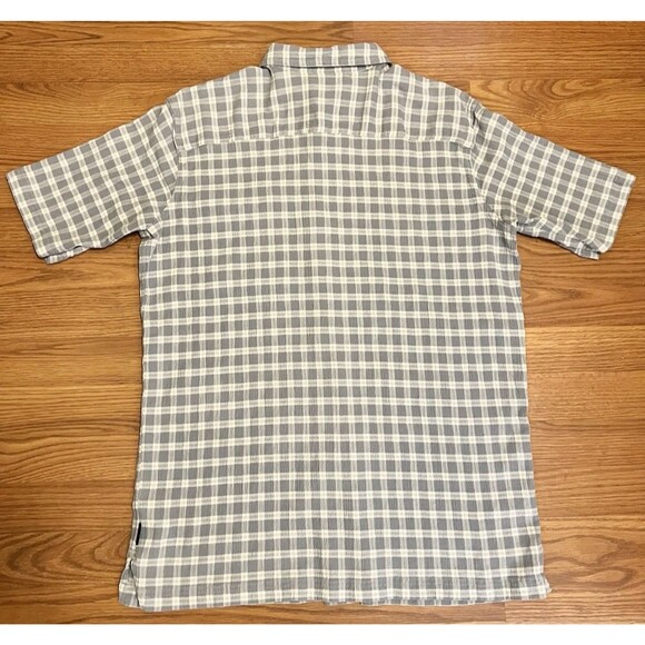 PATAGONIA A/C Gray Plaid Seersucker Short Sleeve Button Up Shirt Outdoor Mens XL - Picture 2 of 5